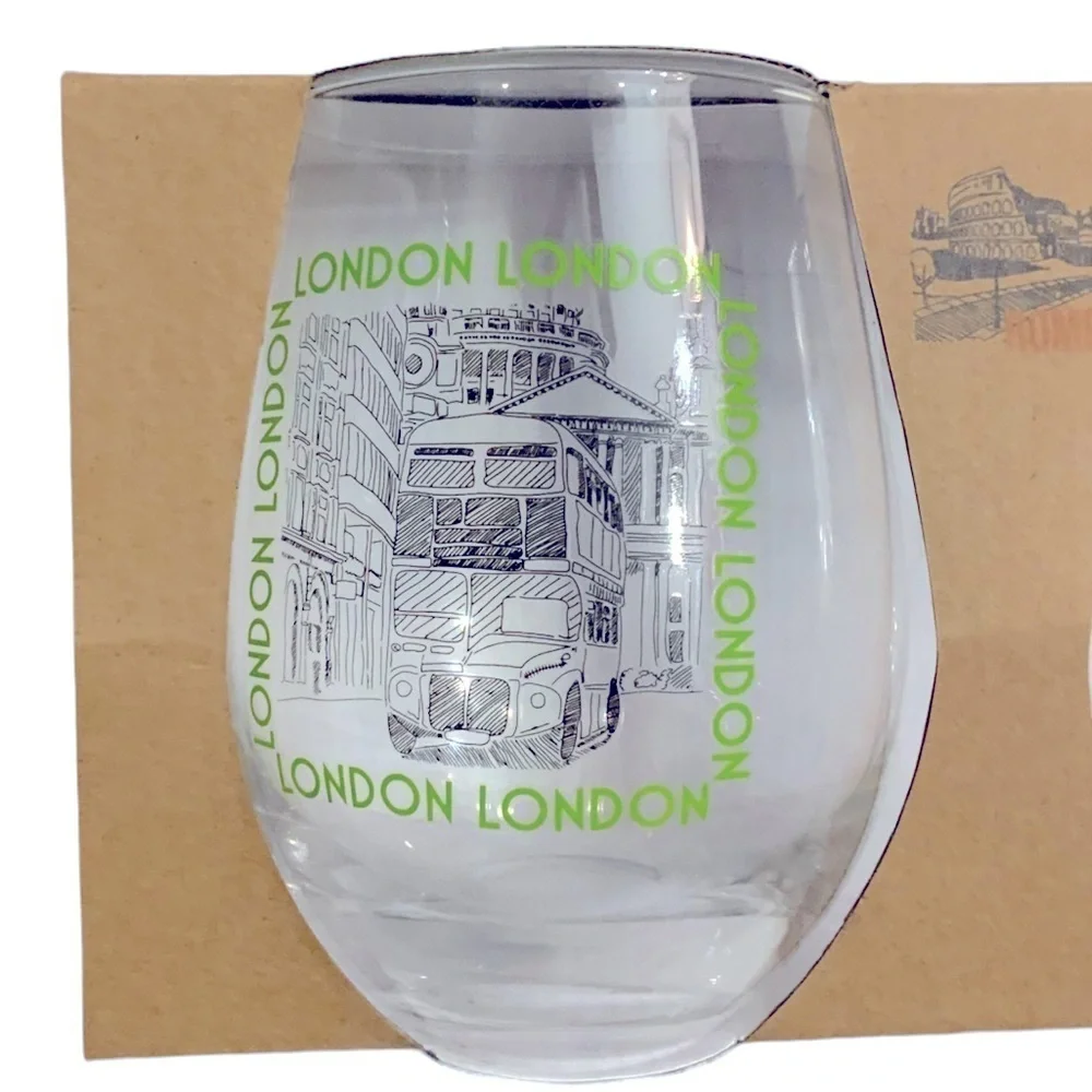Circleware Voyagers Stemless Wine Glasses, Set of 4 Drinking Glassware  18.9 Oz